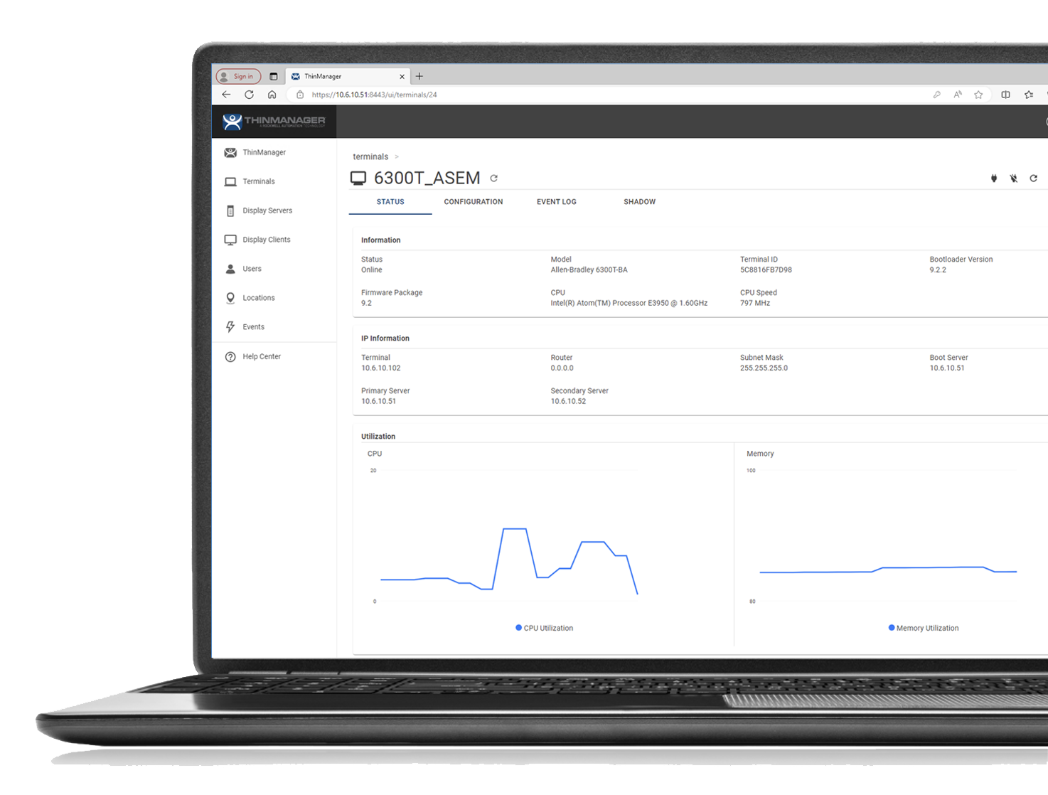 ThinManager Web Browser User Interface